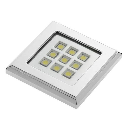 Точечный накладной светодиодный светильник Vincente, квадрат, 12V, 9 диодов, теплый свет, сатин — купить оптом и в розницу в интернет магазине GTV-Meridian.